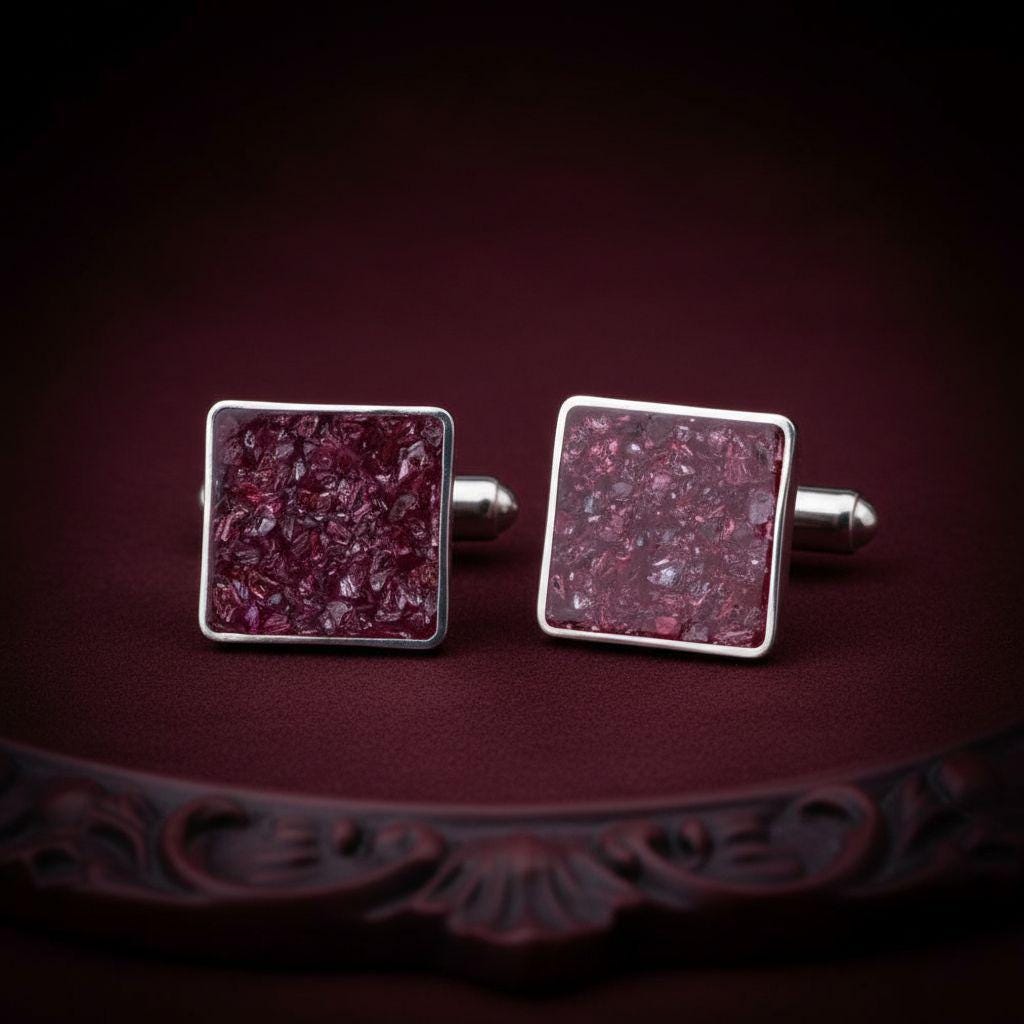 Personalized Garnet Cufflinks | 925 Sterling Silver Mens Jewelry | Luxury Gothic Minimalist Style | Anniversary and Groom Gift