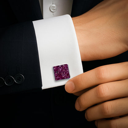 Personalized Garnet Cufflinks | 925 Sterling Silver Mens Jewelry | Luxury Gothic Minimalist Style | Anniversary and Groom Gift