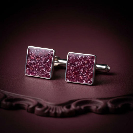 Personalized Garnet Cufflinks | 925 Sterling Silver Mens Jewelry | Luxury Gothic Minimalist Style | Anniversary and Groom Gift