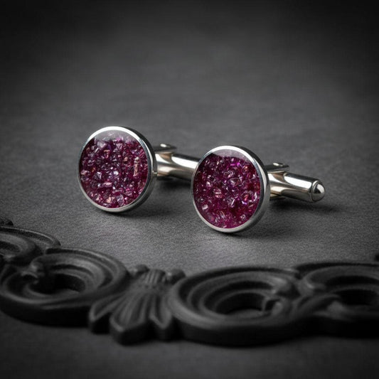 Birthstone Inlay Cufflinks | 925 Sterling Silver for Men | Minimalist Spiritual Vintage | Meaningful Anniversary Gift