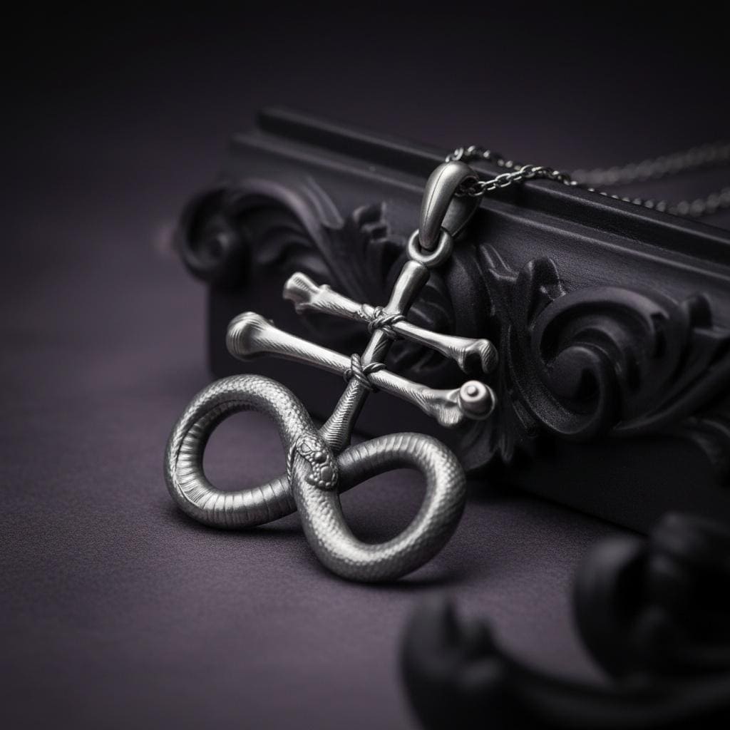 Leviathan Cross Necklace | 925 Sterling Silver | Gothic Alchemy Symbol | Spiritual Gift