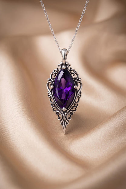 Gothic Baroque Necklace | 925 Sterling Silver | Victorian & Mystical Elegance | Thoughtful Gift for Her