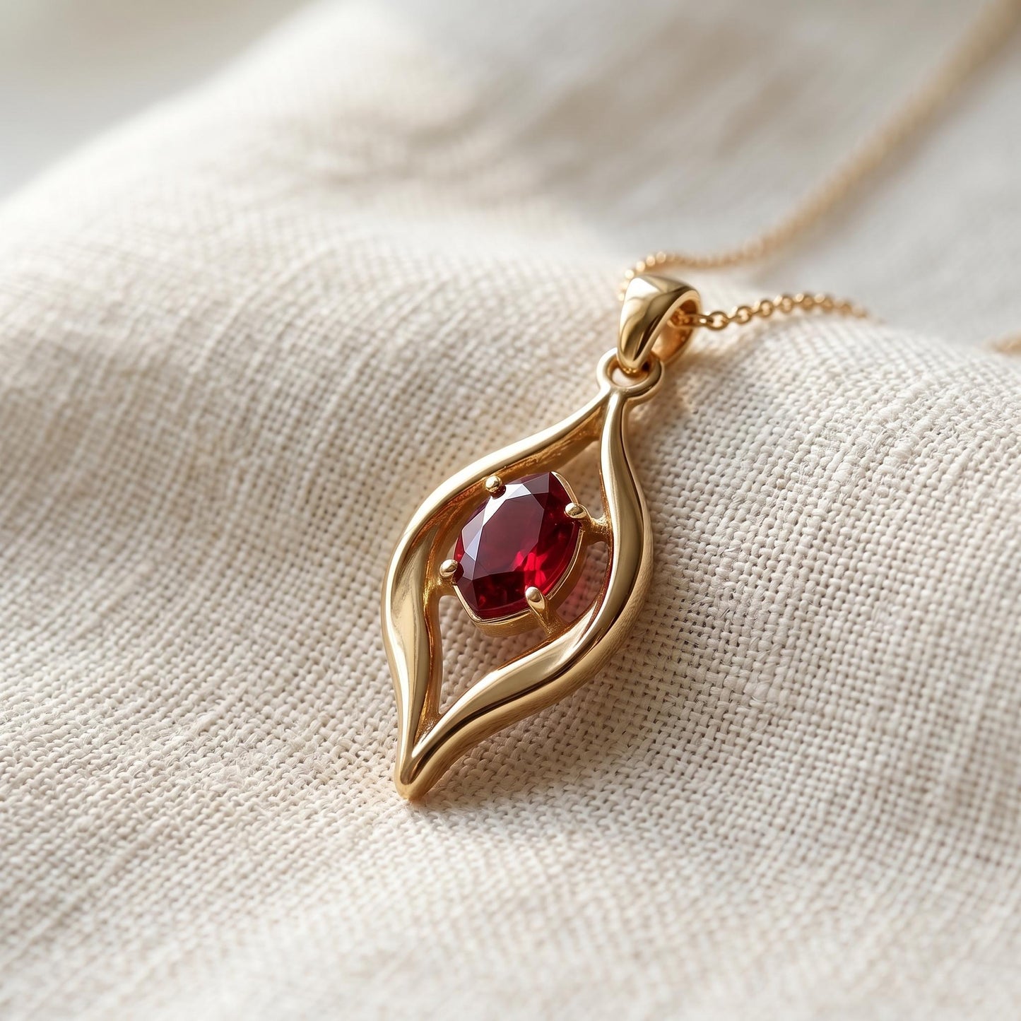 Organic Flame Birthstone Pendant Necklace | 925 Sterling Silver for Women | Nature-Inspired Flame Design | Meaningful Birthday Gift