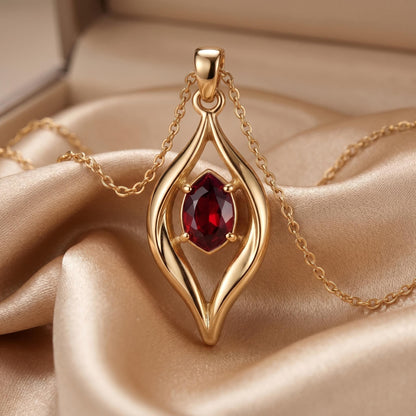 Organic Flame Birthstone Pendant Necklace | 925 Sterling Silver for Women | Nature-Inspired Flame Design | Meaningful Birthday Gift