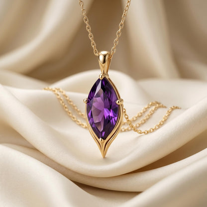 Marquis Birthstone Pendant Necklace | 925 Sterling Silver | Elegant Gemstone Jewelry | Meaningful Birthday Gift