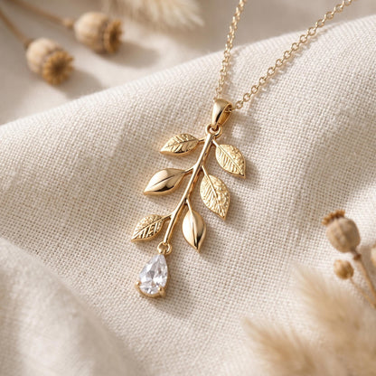 Silver Willow Drop Necklace student graduation gift | 925 Sterling Silver | Nature Inspired Elegance | Milestone Celebration