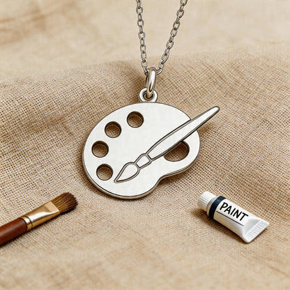 Painter Palette Necklace | 925 Sterling Silver Jewelry | Artist & Creativity Symbol Pendant | Meaningful Gift for Artists