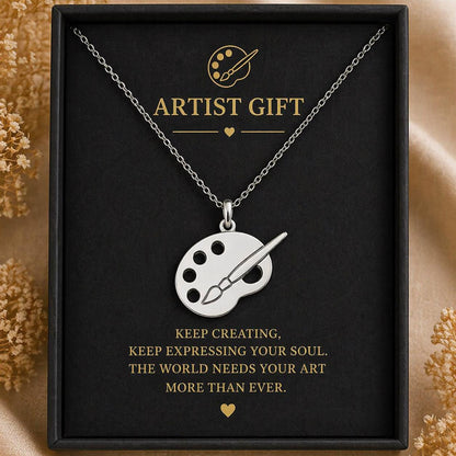 Painter Palette Necklace | 925 Sterling Silver Jewelry | Artist & Creativity Symbol Pendant | Meaningful Gift for Artists