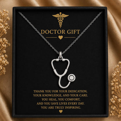Doctor Stethoscope Necklace | Handmade Sterling Silver Jewelry | Medical Heart Symbol | Thoughtful Gift for Nurse or Healthcare Worker