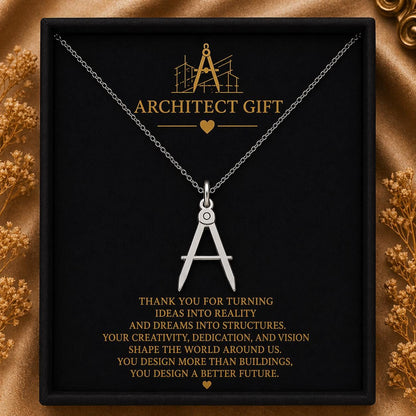 Architect Compass Necklace | 925 Sterling Silver Jewelry | Geometry Symbol Pendant | Meaningful Graduation Gift