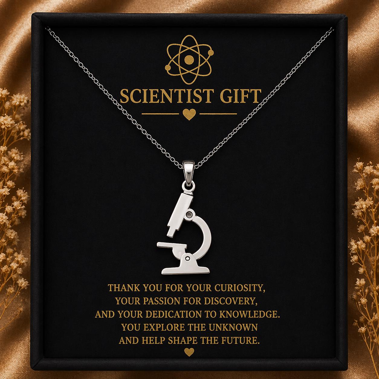 Microscope Necklace | 925 Sterling Silver Jewelry | Science & Laboratory Symbol Pendant | Meaningful Gift for Scientists