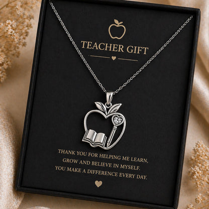 Teacher Apple Necklace | For Educators | Symbolic Education Theme | Teacher Appreciation Gift