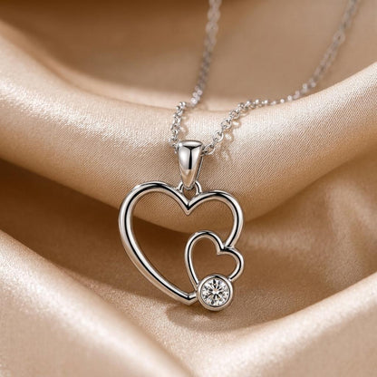 Mother Daughter Heart Necklace | 925 Sterling Silver for Her | Interlocking Hearts Design | Meaningful Family Jewelry