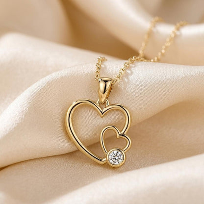 Mother Daughter Heart Necklace | 925 Sterling Silver for Her | Interlocking Hearts Design | Meaningful Family Jewelry