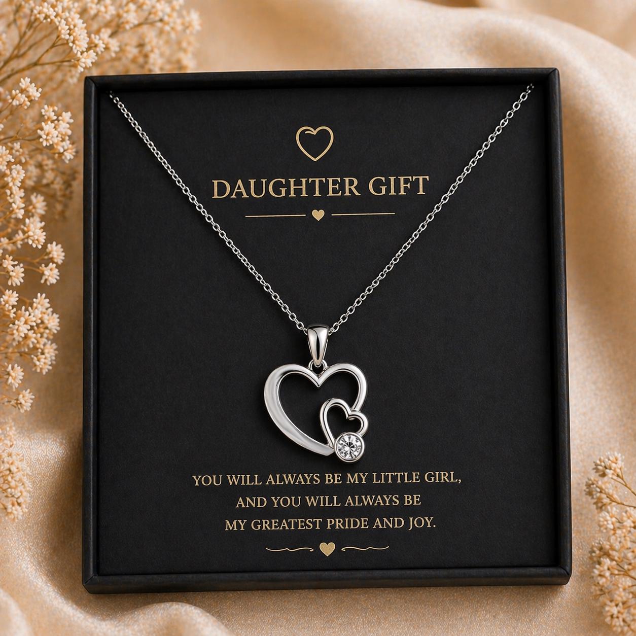 Mother Daughter Heart Necklace | 925 Sterling Silver for Her | Interlocking Hearts Design | Meaningful Family Jewelry