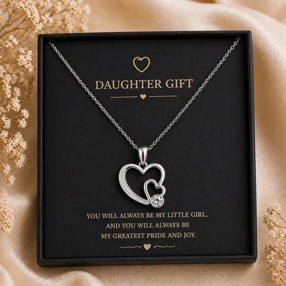 Mother Daughter Heart Necklace | 925 Sterling Silver for Her | Interlocking Hearts Design | Meaningful Family Jewelry
