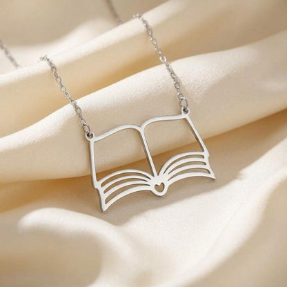 Custom Book Necklace | 925 Sterling Silver for Book Lovers | Minimal Literary Charm | Gift for Readers and Teachers