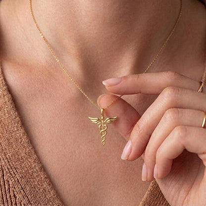 Caduceus Necklace | 925 Sterling Silver for Medical Professionals | Mythology Healing Symbol | Graduation Gift for Doctors and Nurses