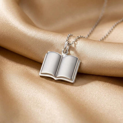 Open Book Necklace | 925 Sterling Silver Jewelry | Minimalist Knowledge Symbol | Meaningful Gift for Teachers and Book Lovers