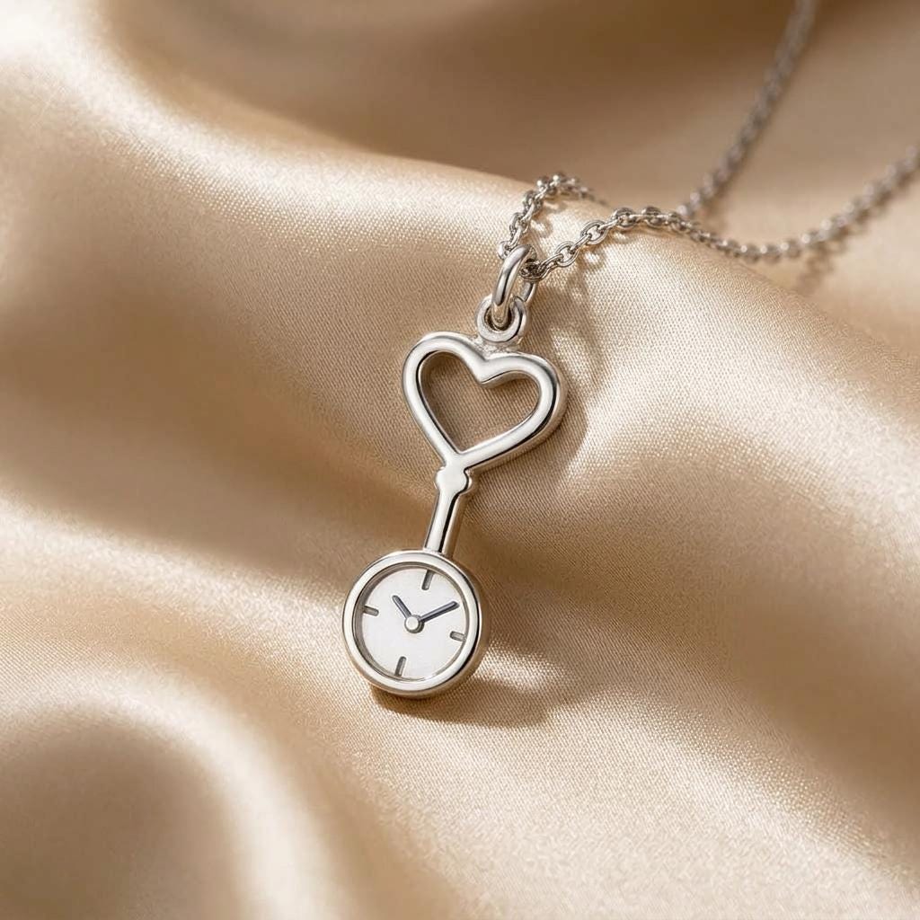 Nurse Watch Necklace | 925 Sterling Silver Jewelry | Care & Compassion Symbol Pendant | Meaningful Gift for Nurses