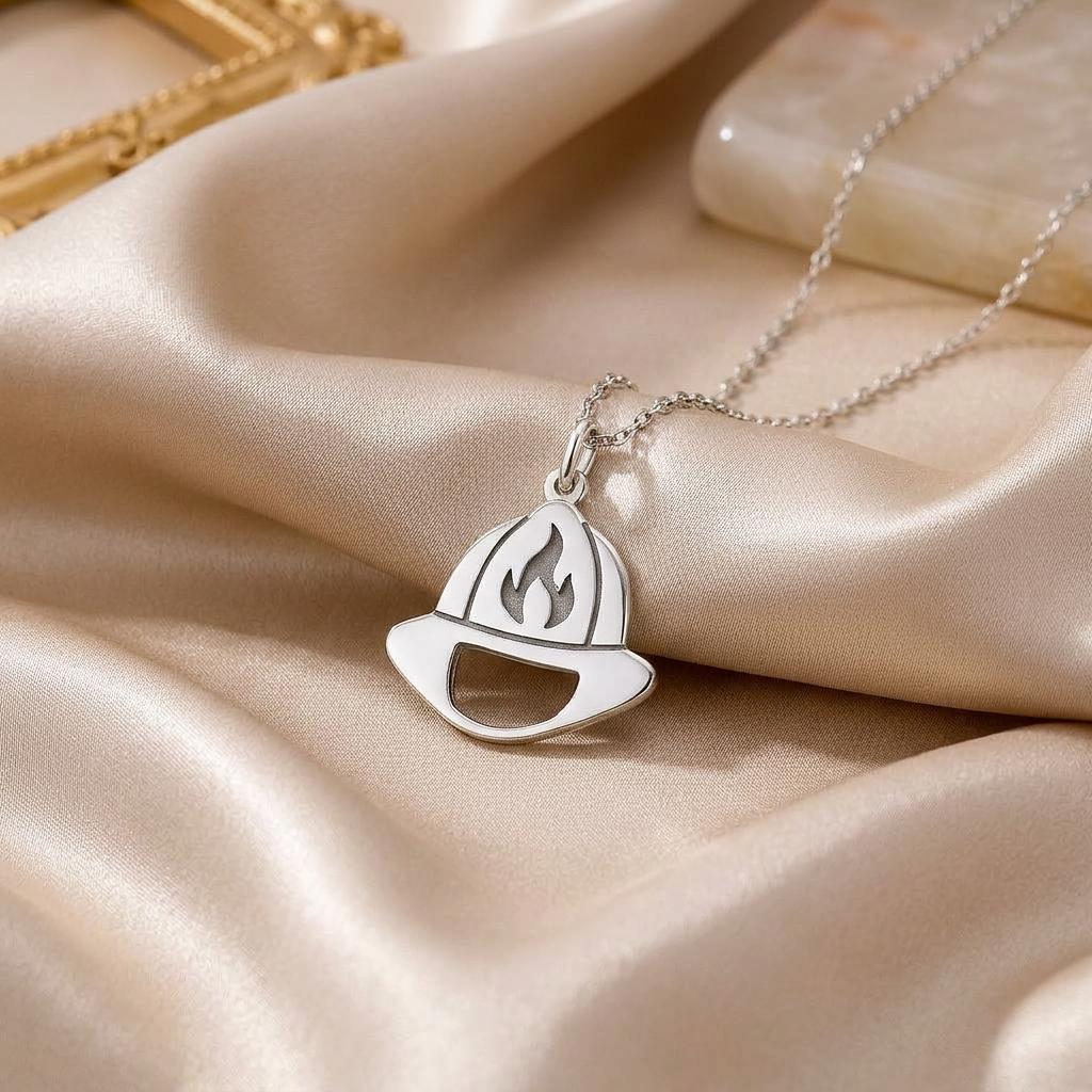 Firefighter Helmet Necklace | 925 Sterling Silver Jewelry | Profession-Inspired Symbol | Meaningful Gift for Firefighters