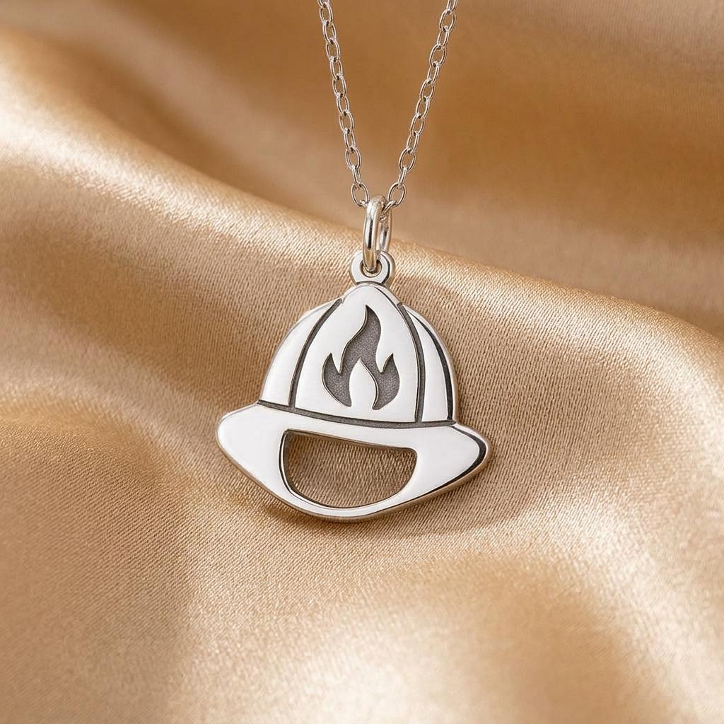 Firefighter Helmet Necklace | 925 Sterling Silver Jewelry | Profession-Inspired Symbol | Meaningful Gift for Firefighters