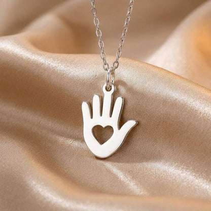 Helping Hand Necklace | 925 Sterling Silver Jewelry | Love & Kindness Symbol Pendant | Meaningful Gift for Caregivers
