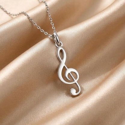 Treble Clef Silver Necklace, Music Symbol Jewelry for Musicians, Handmade 925 Sterling Silver Pendant