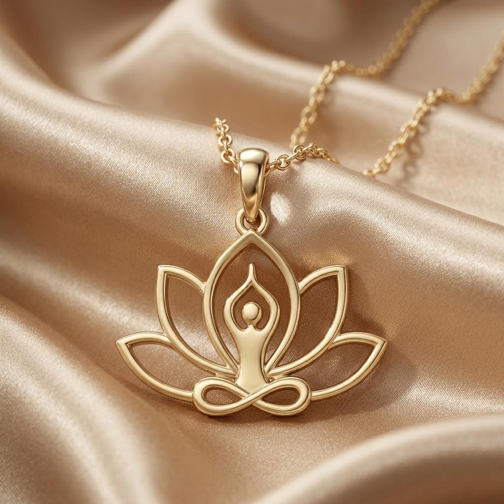 Meditation Lotus Necklace | 925 Sterling Silver | Yoga & Mindfulness | Spiritual Well-being Gift