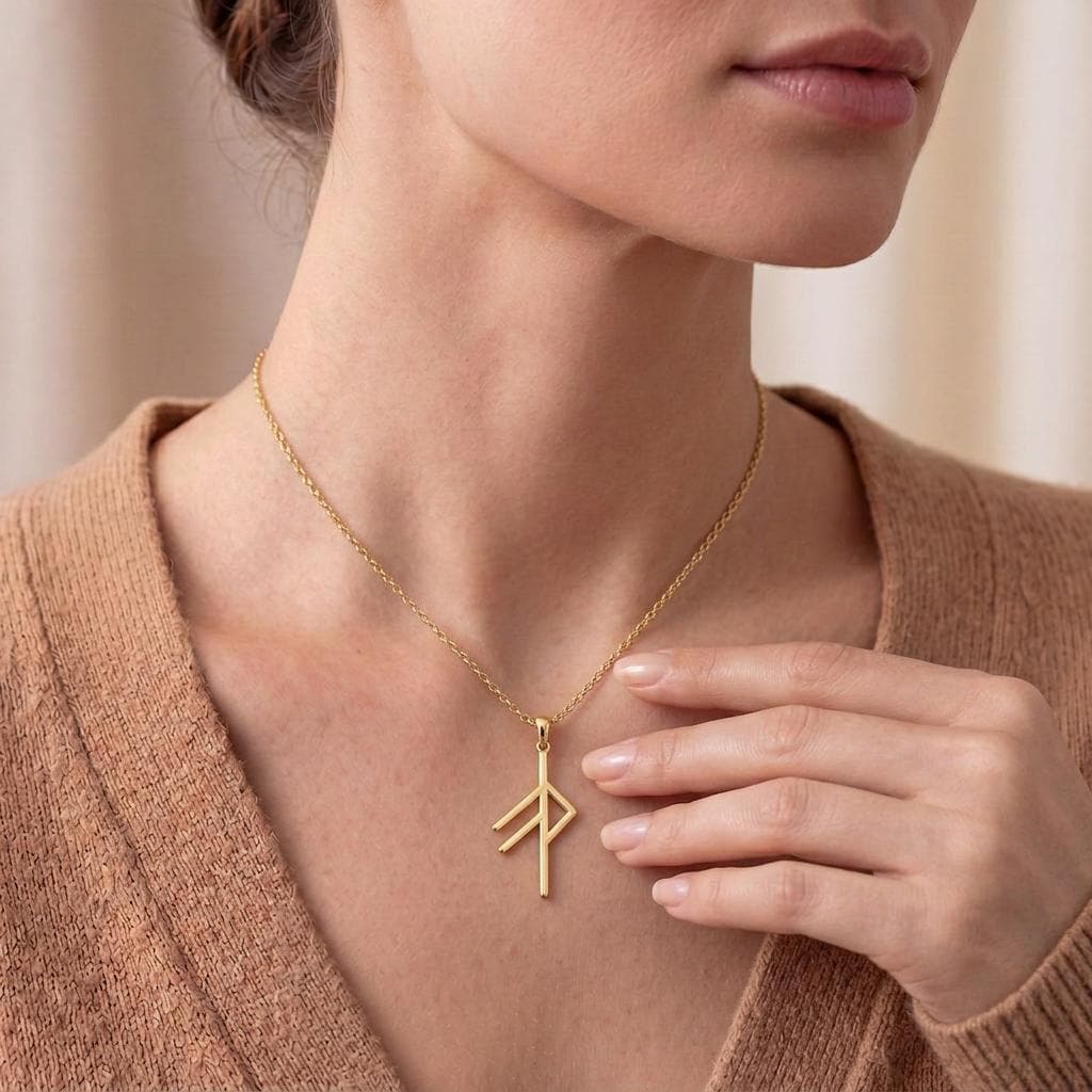 Viking Grice Rune Pendant Necklace | Sterling Silver . Gold Plated | Norse Mythology Amulet | Protection & Strength Gift