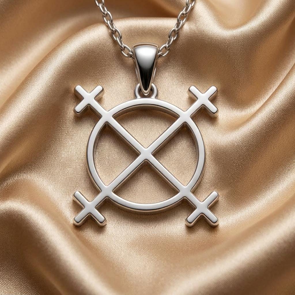 Sterling Silver Sun Cross Necklace, | Spiritual Jewelry for Protection | Symbolic Pagan Wiccan Design | Meaningful Gift for Loved Ones