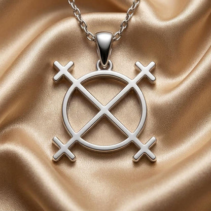 Sterling Silver Sun Cross Necklace, | Spiritual Jewelry for Protection | Symbolic Pagan Wiccan Design | Meaningful Gift for Loved Ones