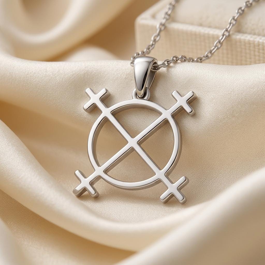 Sterling Silver Sun Cross Necklace, | Spiritual Jewelry for Protection | Symbolic Pagan Wiccan Design | Meaningful Gift for Loved Ones