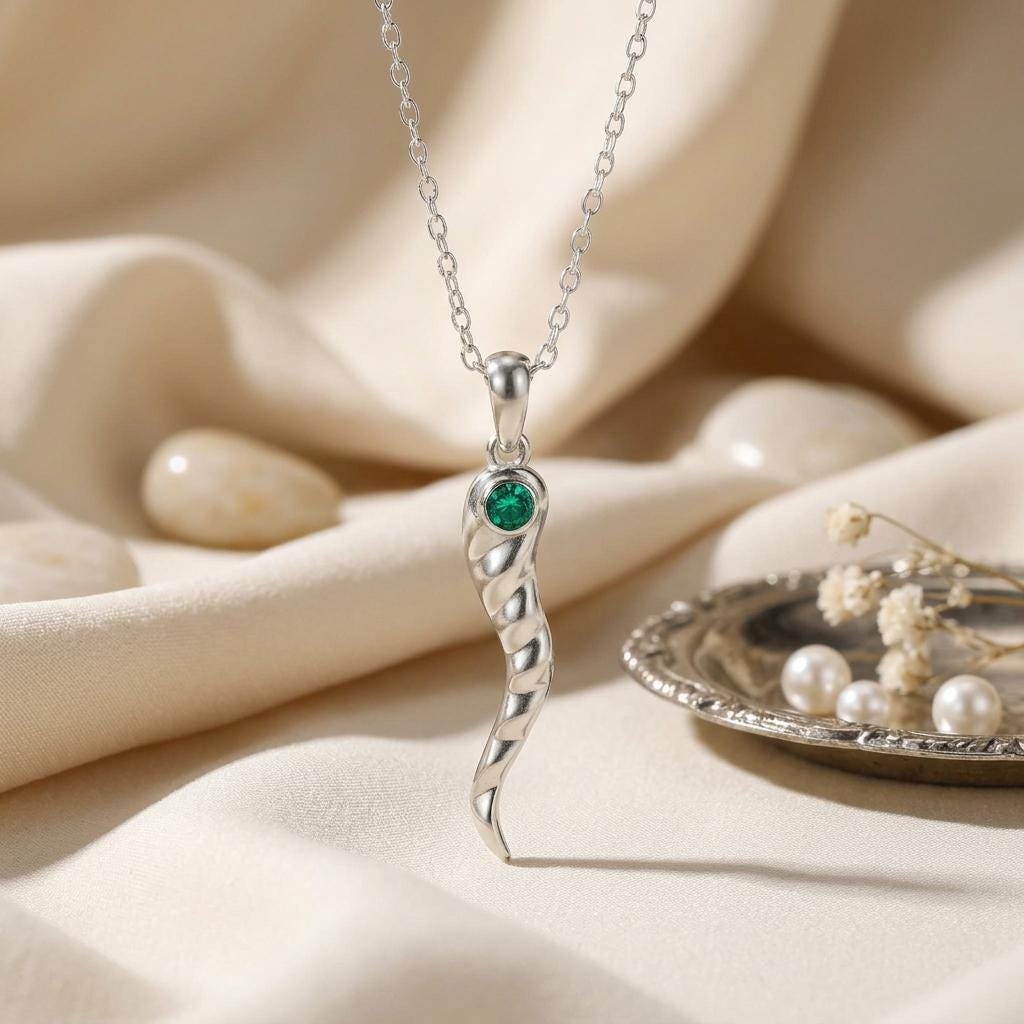 Birthstone Horn Necklace | Sterling Silver | Symbolic Charm Jewelry | Meaningful Birthday Gift
