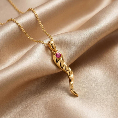 Birthstone Horn Necklace | Sterling Silver | Symbolic Charm Jewelry | Meaningful Birthday Gift