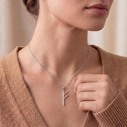 Viking Wealth Rune Necklace | Sterling Silver Jewelry | Norse Prosperity Amulet | Meaningful Prosperity Gift