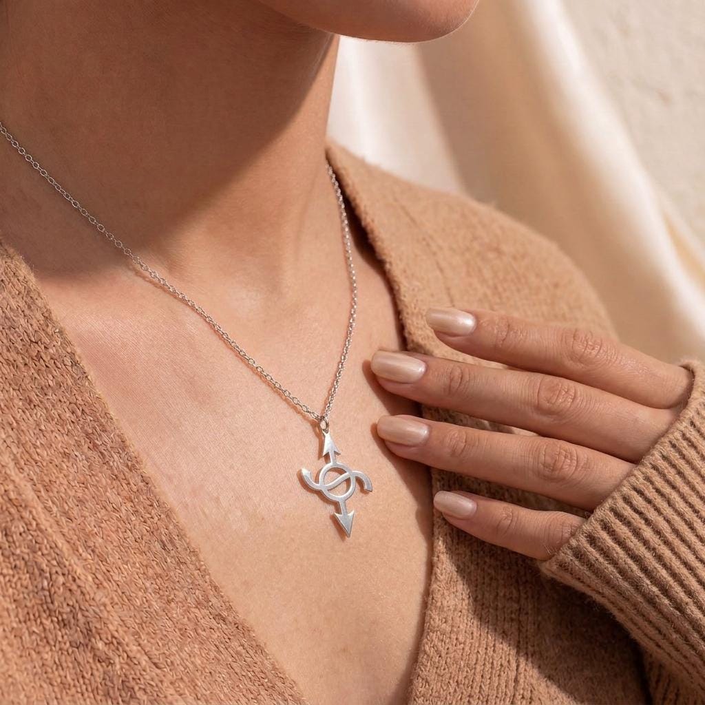 Quasar Necklace | 925 Sterling Silver | Cosmic Directional Symbol | Guidance & Empowerment Gift