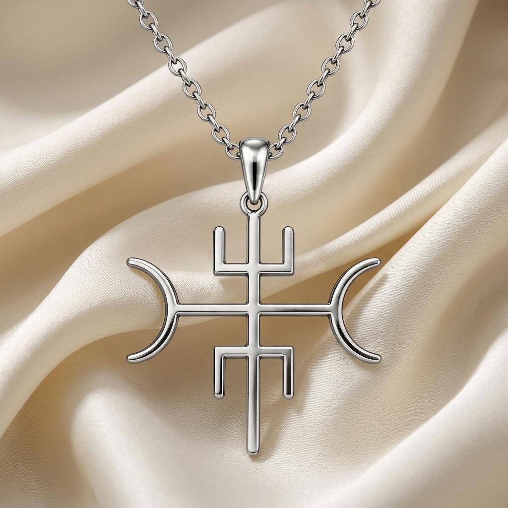 Nordic Protection Stave Necklace | Sterling Silver Unisex Jewelry | Norse Mythology Protection | Meaningful Spiritual Gift