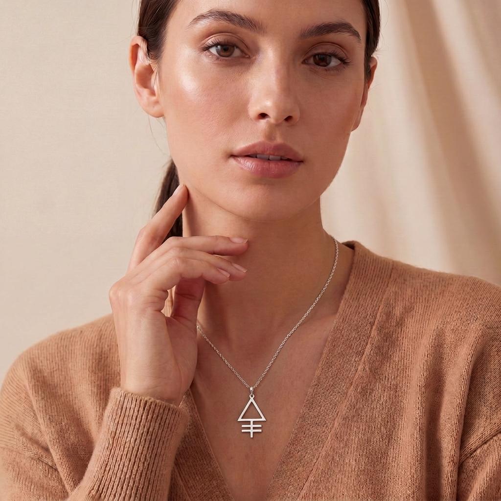 Phosphorus Symbol Necklace | 925 Sterling Silver | Alchemical Symbol Jewelry | Unique Symbolic Gift