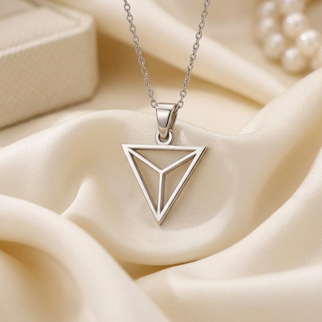 Silver Triangle Necklace, | 925 Sterling Silver | Geometric Minimalist | Symbolic Gift