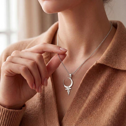 Feminine Energy Symbol Necklace Sterling Silver Handmade Pendant Minimalist Spiritual Jewelry | Empowerment Jewelry | Mystical Symbolism