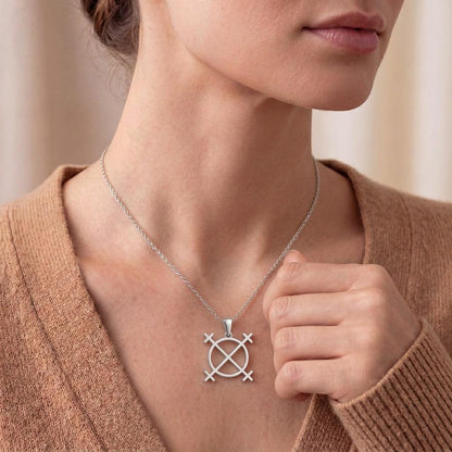 Sterling Silver Sun Cross Necklace, | Spiritual Jewelry for Protection | Symbolic Pagan Wiccan Design | Meaningful Gift for Loved Ones