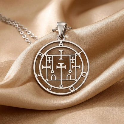 Alloces Seal Pendant, | 925 Sterling Silver | Esoteric Grimoire Talisman | Symbolic Wisdom Protection Gift