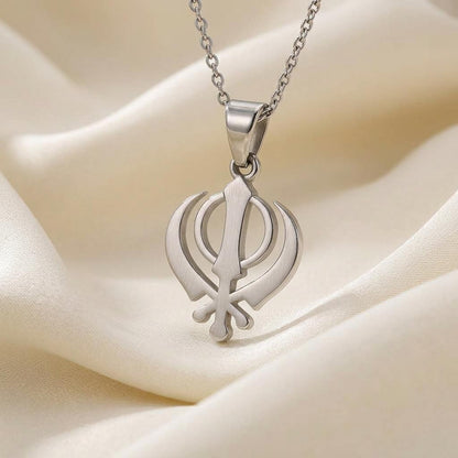 Khanda Necklace: Minimalist Silver Sikh Pendant - Handmade Jewelry