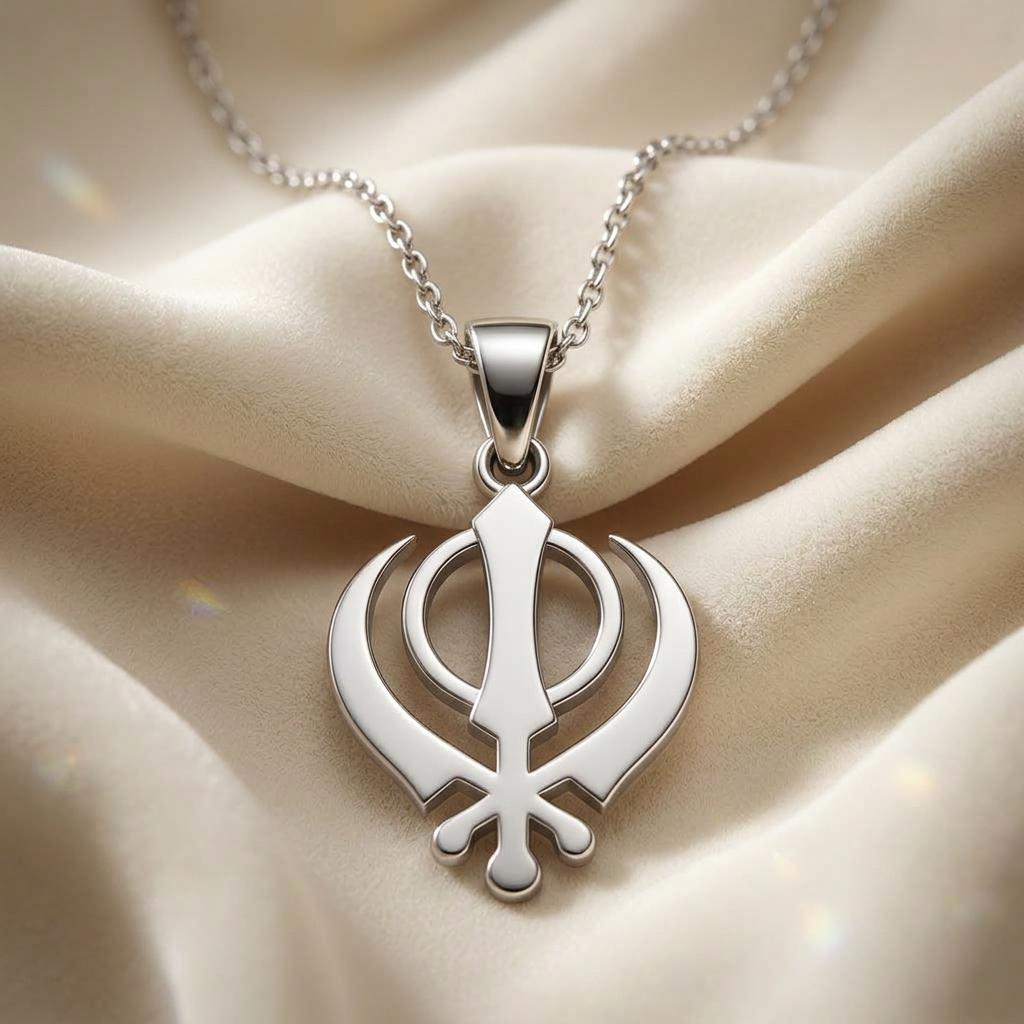 Khanda Necklace: Minimalist Silver Sikh Pendant - Handmade Jewelry