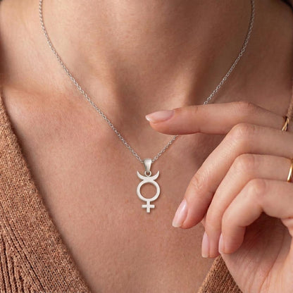 Mercury Symbol Necklace, | 925 Sterling Silver | Astrology & Spiritual | Personal Expression Gift