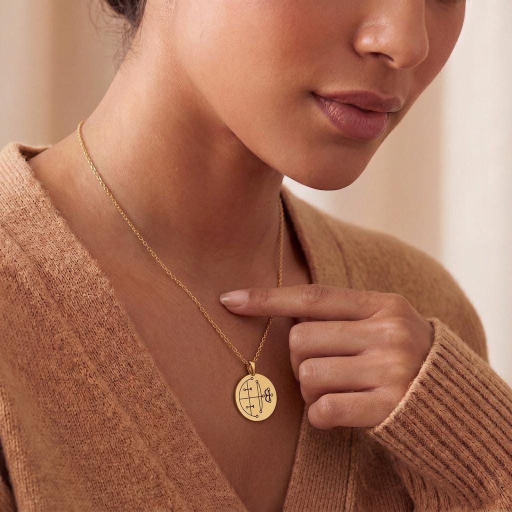 Aim Sigil Necklace | 925 Sterling Silver Gothic Jewelry | Occult Symbol Protection Style | Spiritual Statement Gift