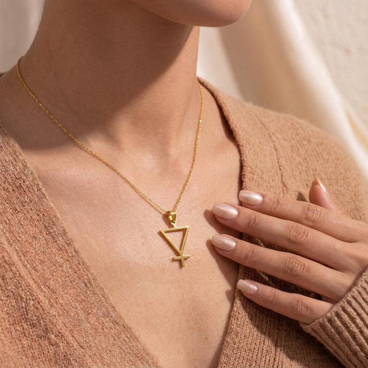 Earth Element Necklace | 925 Sterling Silver | Alchemy Element Symbol | Spiritual Balance Gift