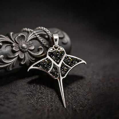 Onyx Manta Ray Necklace | 925 Sterling Silver Necklace | Ocean Animal Marine Jewelry | Unique Gift