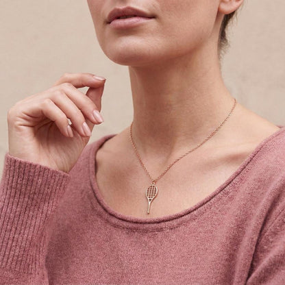 Tennis Racket Necklace | 925 Sterling Silver Sports Jewelry | Minimal Athletic Style | Tennis Player Gift